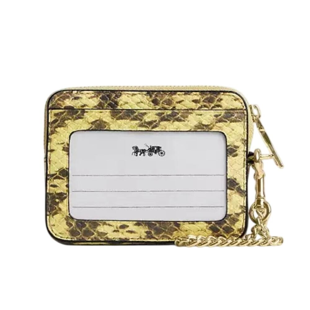 Coach Zip Card Case In Yellow Snake Signature - Picture 2 of 2